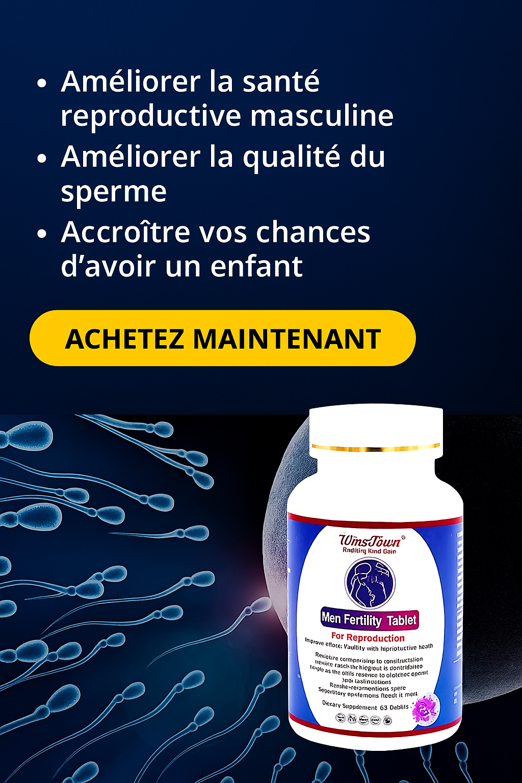 Men Fertility-Comprimés de Fertilitè pour Homme.Contenant 60 Comprimés.