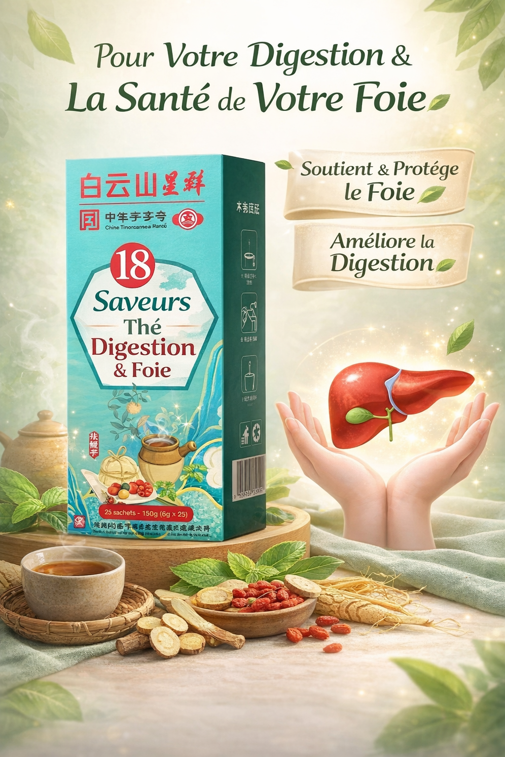 Thé Traditionnel Chinois pour le Foie – 18 Plantes Naturelles