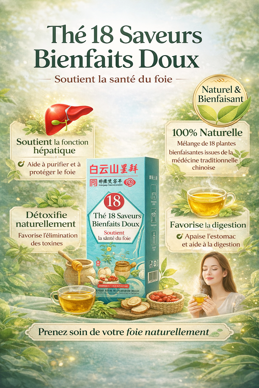 Thé Traditionnel Chinois pour le Foie – 18 Plantes Naturelles