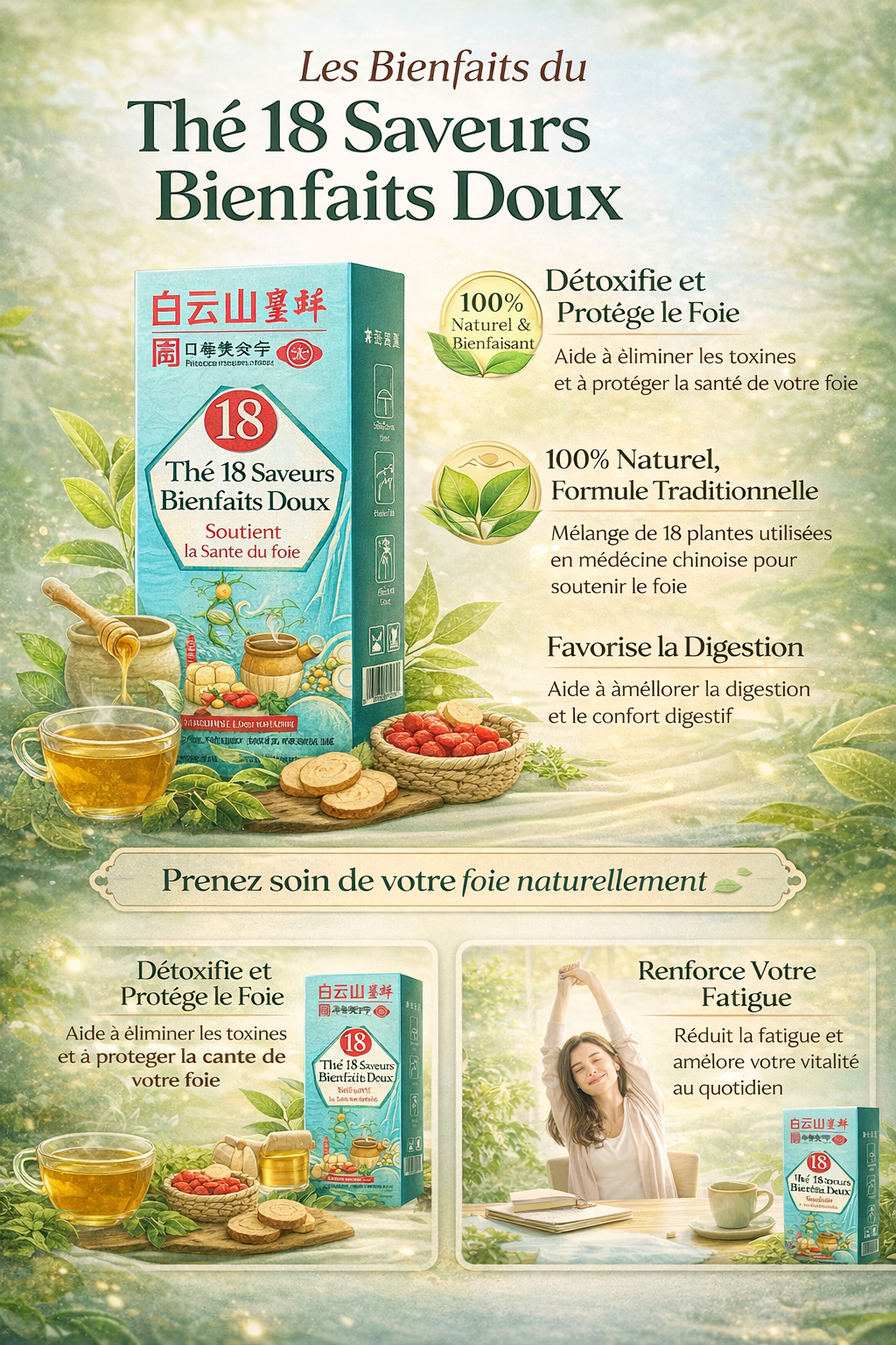 Thé Traditionnel Chinois pour le Foie – 18 Plantes Naturelles